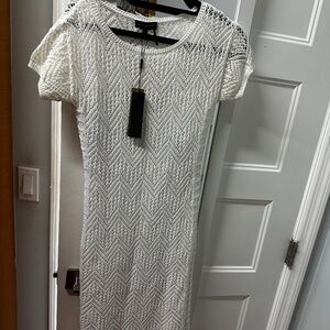 Donna Karen white summer dress, blue halter dress